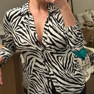 Zebra print button up